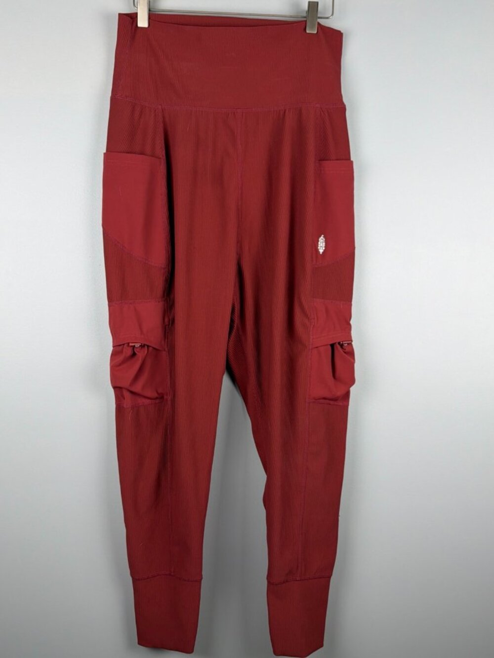 Free People Movement Pants Womens M Red Rust Take A Hike Cargo Ribbed Athletic